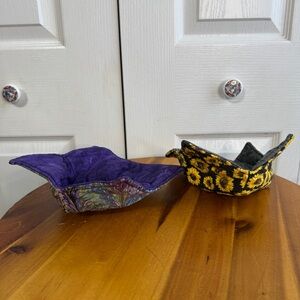 Lot of 2 handmade quilted microwave bowl cozies